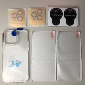 For iPhone 14 Pro Max Tempered Glass Screen Camera Protector & 1 Clear Case READ